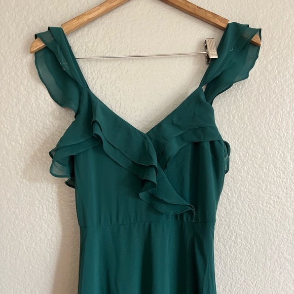 Adoring Glances Emerald Green Ruffled Maxi Dress - Picture 4 of 7